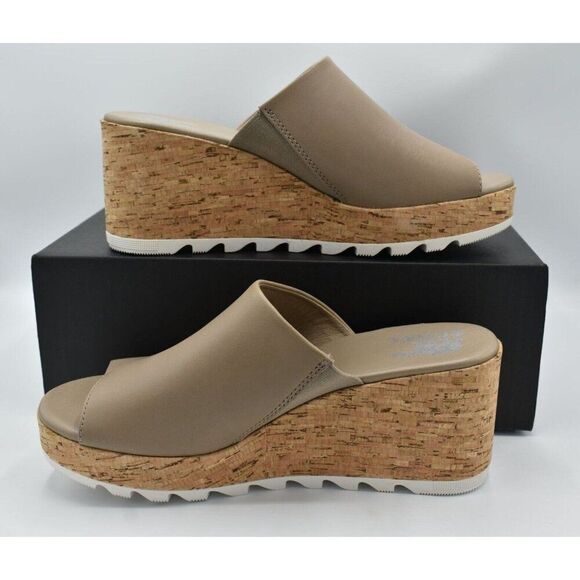 Sorel Womens Size 10.5 Omega Taupe Sea Salt Cameron Wedge Platform Mules Sandals - Picture 4 of 11